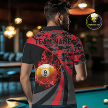 Load image into Gallery viewer, Flame 8 Ball &amp; 9 Ball Billiard Pool Shirt For Men Custom Black And Red Camo Billiard Team Attire NYN3430