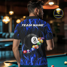 Load image into Gallery viewer, Fire Flame 8 Ball Billiard Pool Shirt For Men Custom Blue Light Billiard Ball Team Jersey NYN3434