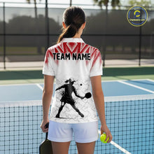 Load image into Gallery viewer, Custom White And Red Grunge Pickleball Paddle League Jerseys Women Pickleball Team Shirts NYN2140