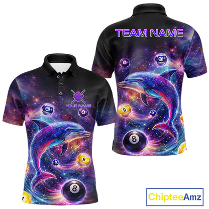 Funny Dolphin Rainbow Galaxy Pool Ball Billiard Shirt For Men Personalized Billiard Team Apparel NYN2637