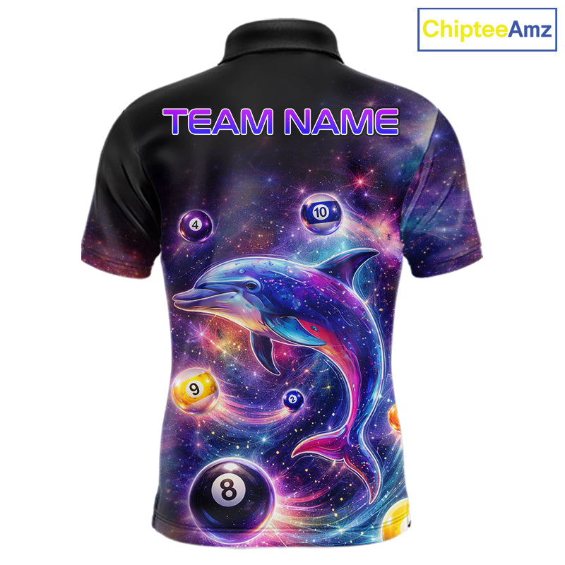 Funny Dolphin Rainbow Galaxy Pool Ball Billiard Shirt For Men Personalized Billiard Team Apparel NYN2637