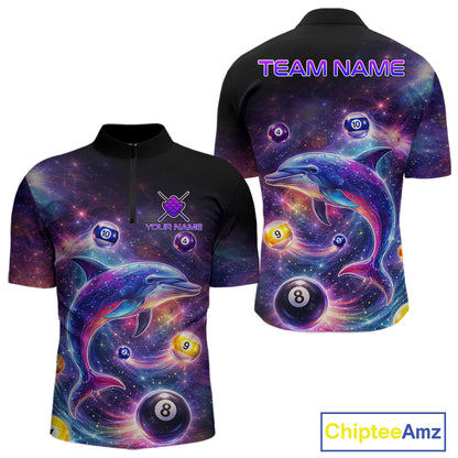 Funny Dolphin Rainbow Galaxy Pool Ball Billiard Shirt For Men Personalized Billiard Team Apparel NYN2637