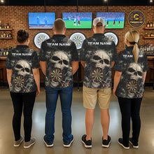 Load image into Gallery viewer, Grunge Horror Grey Skull Vintage Dartboard &amp; Arrow Men Darts Polo Shirt Custom Dart League Shirts NYN2642