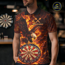 Load image into Gallery viewer, Fire Flame Eagle Red-Blue Cracked Dartboard Men Darts Polo Shirt Custom Dart League Shirts NYN2644