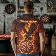 Load image into Gallery viewer, Fire Flame Eagle Red-Blue Cracked Dartboard Men Darts Polo Shirt Custom Dart League Shirts NYN2644