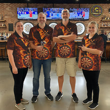 Load image into Gallery viewer, Fire Flame Eagle Red-Blue Cracked Dartboard Men Darts Polo Shirt Custom Dart League Shirts NYN2644