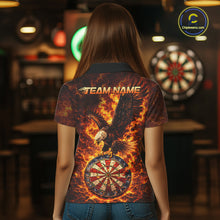 Load image into Gallery viewer, Fire Flame Eagle Red-Blue Cracked Dartboard Women Darts Polo Shirt Custom Dart League Shirts NYN2644
