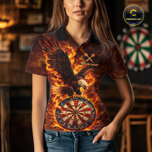 Load image into Gallery viewer, Fire Flame Eagle Red-Blue Cracked Dartboard Women Darts Polo Shirt Custom Dart League Shirts NYN2644