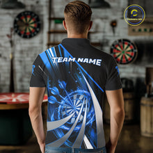 Load image into Gallery viewer, Custom Blue Flaming Dartboard &amp; Arrow Men Darts Polo &amp; 1/4-Zip Shirts Dart Team Jerseys NYN2799