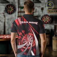 Load image into Gallery viewer, Custom Red Flaming Dartboard &amp; Arrow Men Darts Polo &amp; 1/4-Zip Shirts Dart Team Jerseys NYN2800