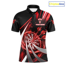 Load image into Gallery viewer, Custom Red Flaming Dartboard &amp; Arrow Men Darts Polo &amp; 1/4-Zip Shirts Dart Team Jerseys NYN2800