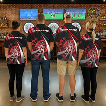 Load image into Gallery viewer, Custom Red Flaming Dartboard &amp; Arrow Men Darts Polo &amp; 1/4-Zip Shirts Dart Team Jerseys NYN2800