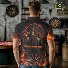 Load image into Gallery viewer, Personalized Grim Reaper Red Flames Smoke Dartboard Darts Shirts For Men Dart Team Jerseys NYN2803