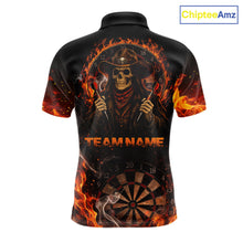 Load image into Gallery viewer, Personalized Grim Reaper Red Flames Smoke Dartboard Darts Shirts For Men Dart Team Jerseys NYN2803