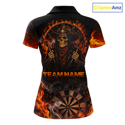 Personalized Grim Reaper Red Flames Smoke Dartboard Darts Shirts For Women Dart Team Jerseys NYN2803