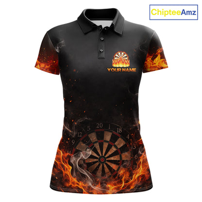 Personalized Grim Reaper Red Flames Smoke Dartboard Darts Shirts For Women Dart Team Jerseys NYN2803