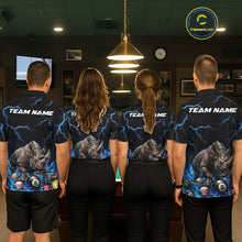 Load image into Gallery viewer, Funny Rhino Billiard 8 Ball Pool Shirt For Women Custom Thunder Lightning Billiard Team Jersey | Blue NYN3436