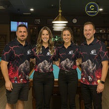Load image into Gallery viewer, Funny Rhino Billiard 8 Ball Pool Shirt For Women Custom Thunder Lightning Billiard Team Jersey | Red NYN3437