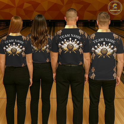 Gold Leopard Pattern Bowling Shirts For Men Custom Leopard Light Bowling Strike Bowling Team Jersey NYN4376