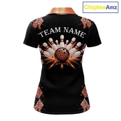 Orange Leopard Pattern Bowling Shirts For Women Custom Leopard Light Bowling Strike Bowling Team Jersey NYN4377