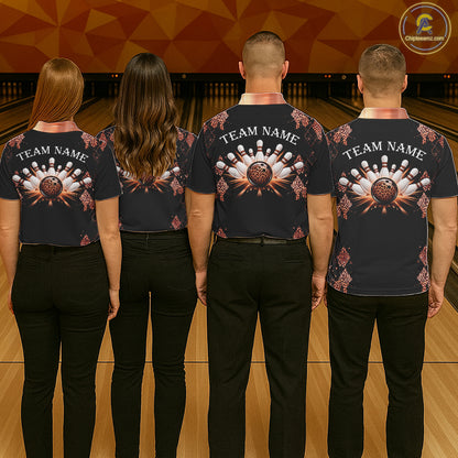 Orange Leopard Pattern Bowling Shirts For Men Custom Leopard Light Bowling Strike Bowling Team Jersey NYN4377