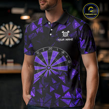 Load image into Gallery viewer, Custom Black &amp; Purple Geometric Dartboard Dart Polo Shirt For Men Outfits Dart Jerseys NYN1606