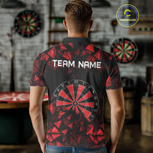 Load image into Gallery viewer, Custom Black &amp; Red Geometric Dartboard Dart Polo Shirt For Men Outfits Dart Jerseys NYN1607