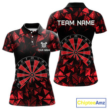 Load image into Gallery viewer, Custom Black &amp; Red Geometric Dartboard Dart Polo Shirt For Women Outfits Dart Jerseys NYN1607