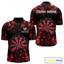 Load image into Gallery viewer, Custom Black &amp; Red Geometric Dartboard Dart Quarter-Zip Shirt For Men Outfits Dart Jerseys NYN1607