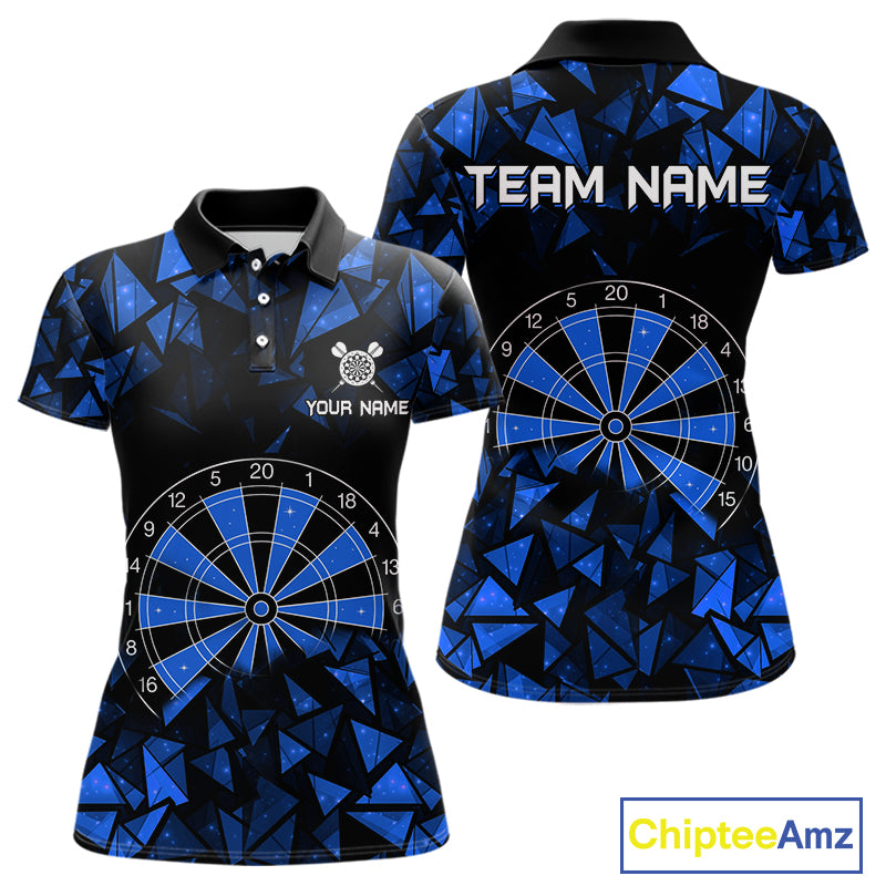 Custom Black Blue Geometric Dartboard Dart Polo Shirt For Women Outfits Dart Jerseys NYN1608