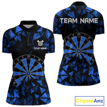 Load image into Gallery viewer, Custom Black Blue Geometric Dartboard Dart Quarter-Zip Shirt For Women Outfits Dart Jerseys NYN1608