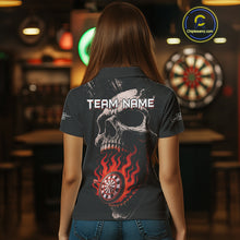 Load image into Gallery viewer, Custom Red Flames Skull Dartboard Dart Women Polo Shirt Grunge Dart Team Jerseys NYN1613