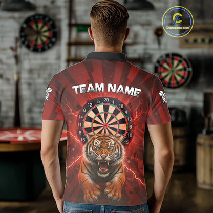Horror Tiger Red Dartboard Custom Men's Darts Polo Shirt Dart Tournament Jerseys NYN1901
