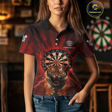 Load image into Gallery viewer, Horror Tiger Red Dartboard Custom Women&#39;s Darts Polo Shirt Dart Tournament Jerseys NYN1901