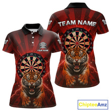 Load image into Gallery viewer, Horror Tiger Red Dartboard Custom Women&#39;s Darts Polo Shirt Dart Tournament Jerseys NYN1901