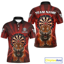 Load image into Gallery viewer, Horror Tiger Red Dartboard Custom Men&#39;s Darts Polo Shirt Dart Tournament Jerseys NYN1901