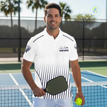 Load image into Gallery viewer, Custom White And Blue Stripes Pickleball League Jerseys Men Pickleball Paddle Team Shirts NYN2162