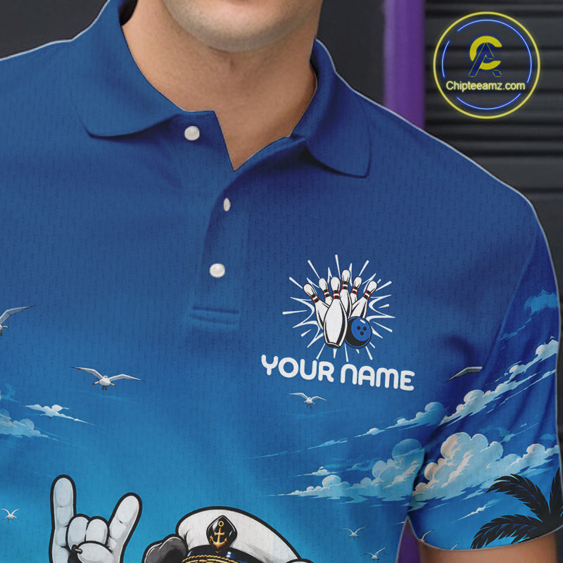 Sailor Bulldog Bowling Shirt For Men Custom Name Funny Bowling Team Jersey Gift For Bowling Lover NYN4399