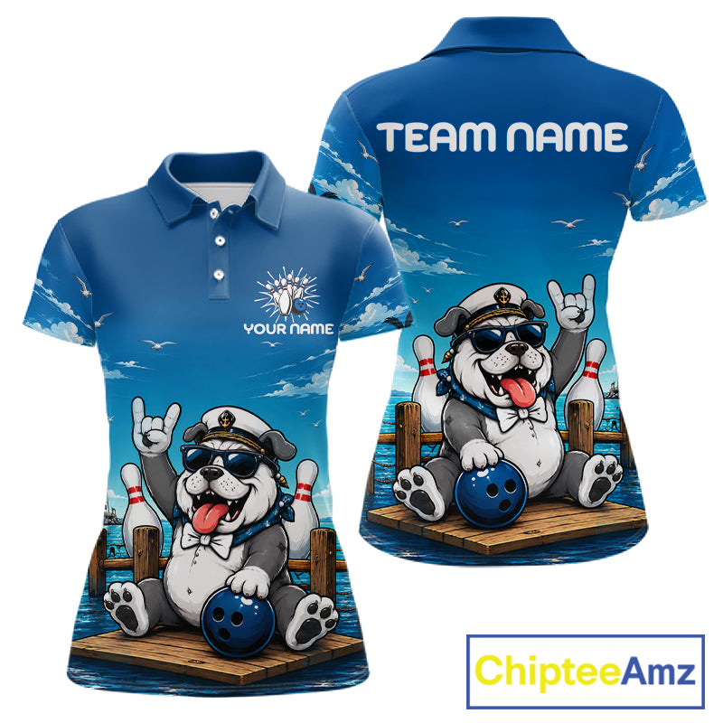 Sailor Bulldog Bowling Shirt For Women Custom Name Funny Bowling Team Jersey Gift For Bowling Lover NYN4399