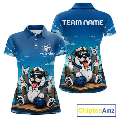 Sailor Bulldog Bowling Shirt For Women Custom Name Funny Bowling Team Jersey Gift For Bowling Lover NYN4399