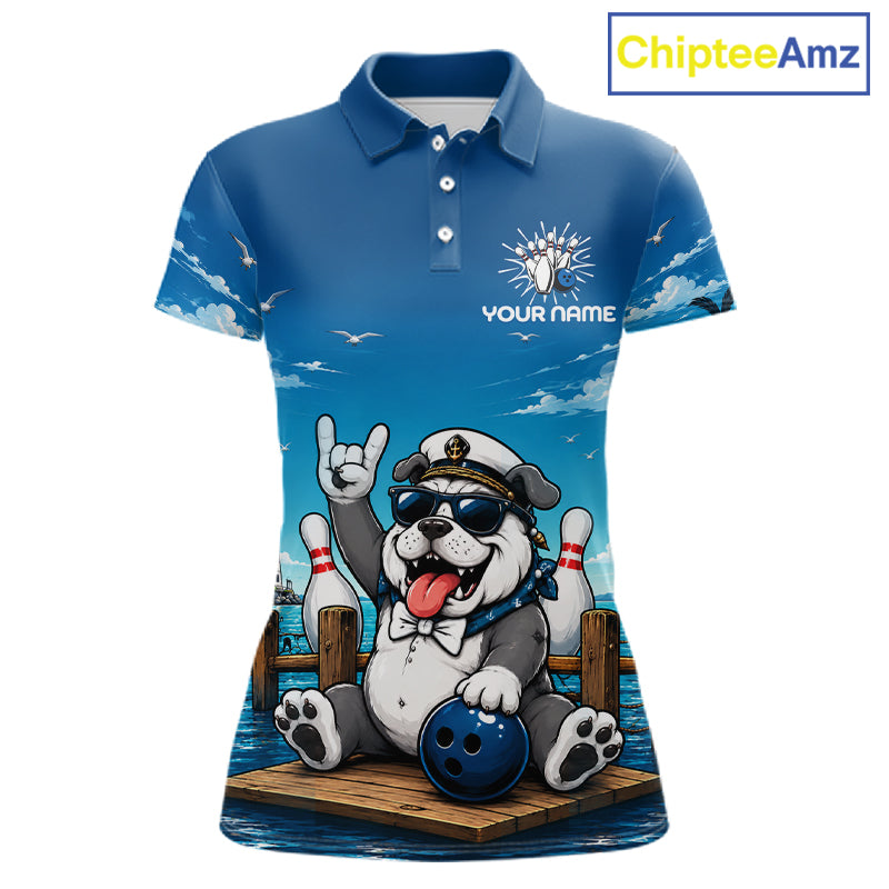 Sailor Bulldog Bowling Shirt For Women Custom Name Funny Bowling Team Jersey Gift For Bowling Lover NYN4399