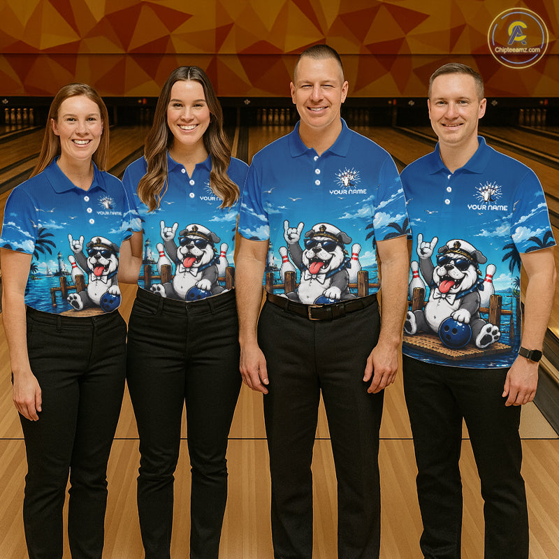 Sailor Bulldog Bowling Shirt For Women Custom Name Funny Bowling Team Jersey Gift For Bowling Lover NYN4399