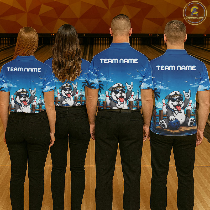 Sailor Bulldog Bowling Shirt For Women Custom Name Funny Bowling Team Jersey Gift For Bowling Lover NYN4399