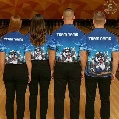 Sailor Bulldog Bowling Shirt For Women Custom Name Funny Bowling Team Jersey Gift For Bowling Lover NYN4399