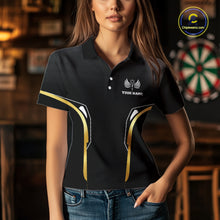 Load image into Gallery viewer, Personalized Gold Wings Dartboard Halftone Darts Polo Shirt For Women Dart League Jerseys NYN2172