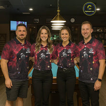 Load image into Gallery viewer, Red Multi-Skull 8 Ball Pool Women Polo &amp; 1/4-Zip Team Shirt Custom Billiard Ball &amp; Cue Gifts NYN2435