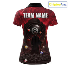 Load image into Gallery viewer, Red Multi-Skull 8 Ball Pool Women Polo &amp; 1/4-Zip Team Shirt Custom Billiard Ball &amp; Cue Gifts NYN2435