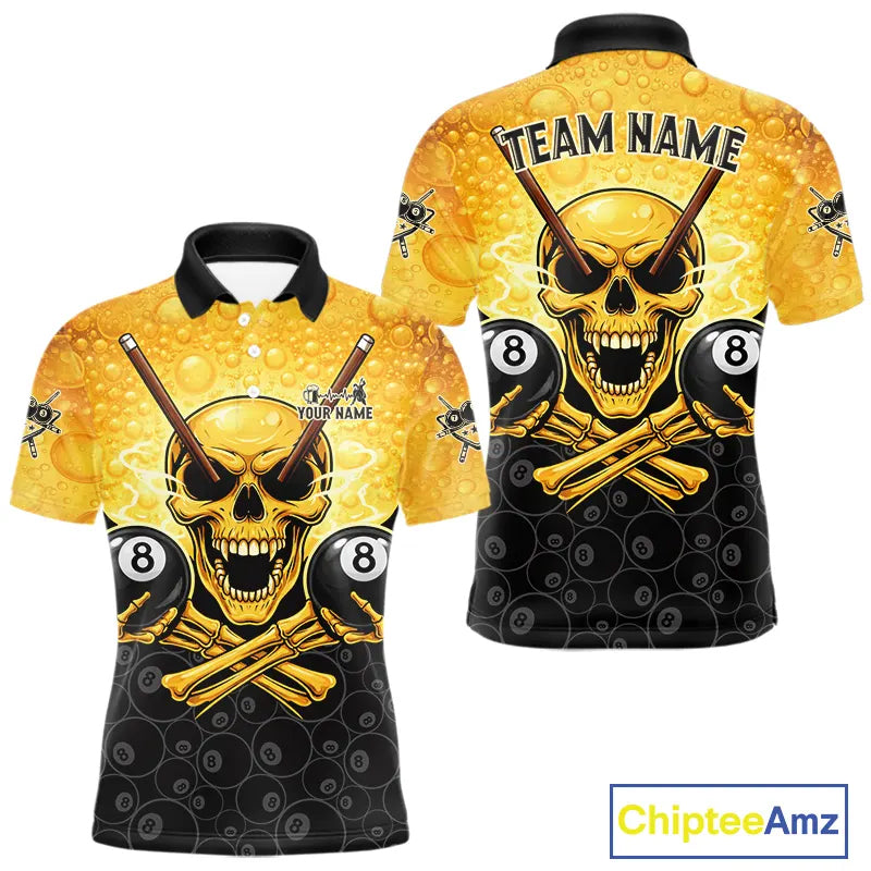 Funny Beer & Skull 8 Ball Pool Billiard Team Shirt For Men Custom 3D Billiard Balls Jerseys NYN2439