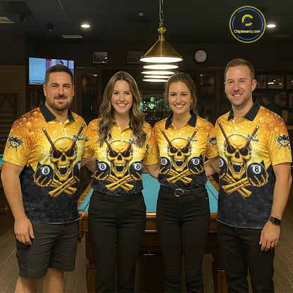 Funny Beer & Skull 8 Ball Pool Billiard Team Shirt For Women Custom 3D Billiard Balls Jerseys NYN2439