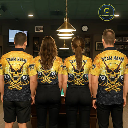 Funny Beer & Skull 8 Ball Pool Billiard Team Shirt For Women Custom 3D Billiard Balls Jerseys NYN2439